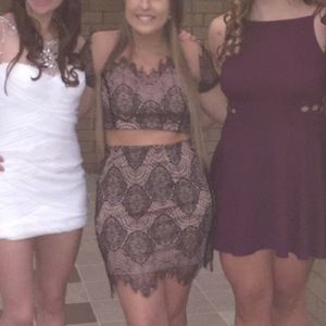 2 piece black and nude dress